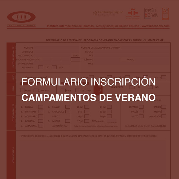 Descarga el formulario de inscripción y reserva para el campamentos de verano